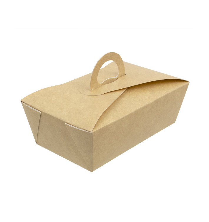 Caixa TakeAway com alça Kraft 16x9,5x6cm (200 Uds) Caixa TakeAway com alça Kraft 16x9,5x6cm (200 Uds)