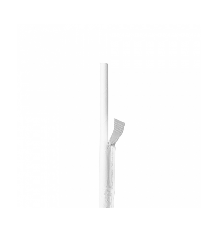 Palhinha Direita Papel Branco Embalada Branco Ø8mm 20cm (300 Uds) Palhinha Direita Papel Branco Embalada Branco Ø8mm 20cm (300 Uds)