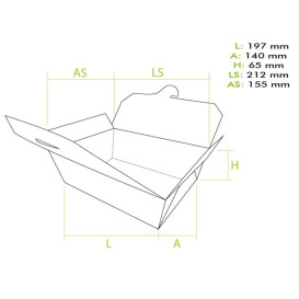 Caixa TakeAway Óptimo Kraft 19,7x14x6,5cm 1800ml (25 Uds)
