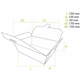 Caixa TakeAway Médio Kraft 15x12x6,5cm (25 Uds)