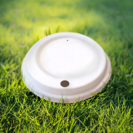 Tampa com Furo de Fibra Moldada Branco Ø8,0cm (60 Uds)