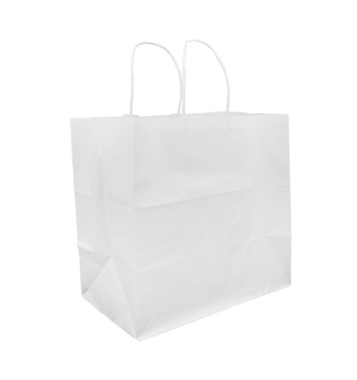 Bolsa Papel Kraft Branco con Asas 80g 30+18x29cm (25 Uds) Bolsa Papel Kraft Branco con Asas 80g 30+18x29cm (25 Uds)