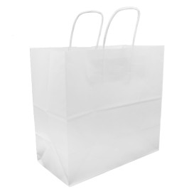 Saco Papel Kraft Branco Asas 100g 27+14x26cm (25 Uds)