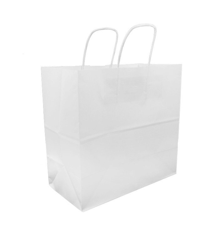 Saco Papel Kraft Branco Asas 100g 27+14x26cm (200 Uds) Saco Papel Kraft Branco Asas 100g 27+14x26cm (200 Uds)