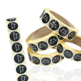 Rolo Adesivo Circular "Buen Provecho" Ø2,5cm (1000 Uds)