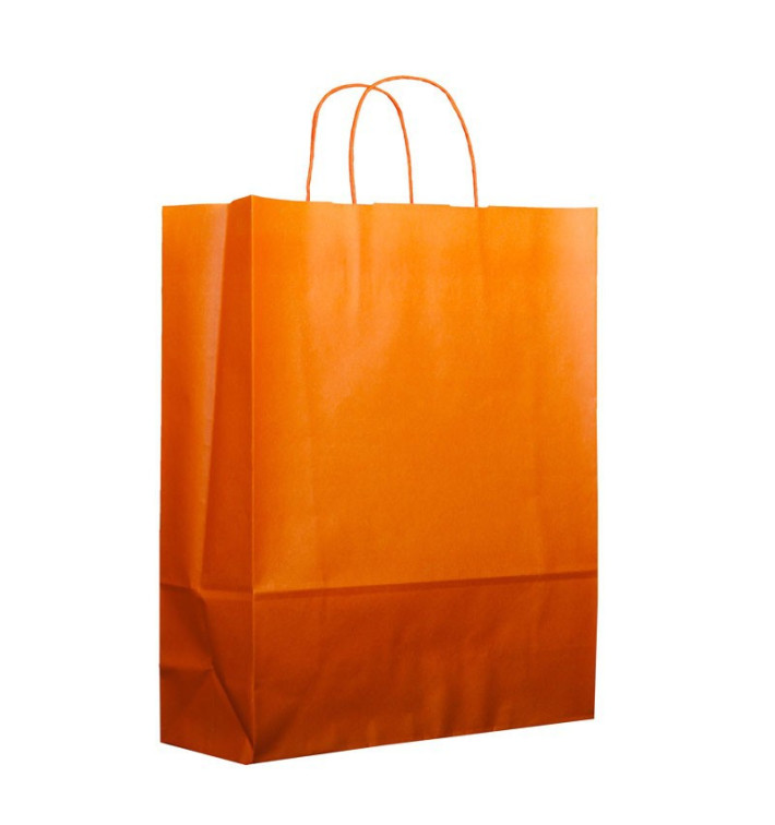 Saco Papel Laranja com Asas 100g 25+11x31cm (25 Uds) Saco Papel Laranja com Asas 100g 25+11x31cm (25 Uds)