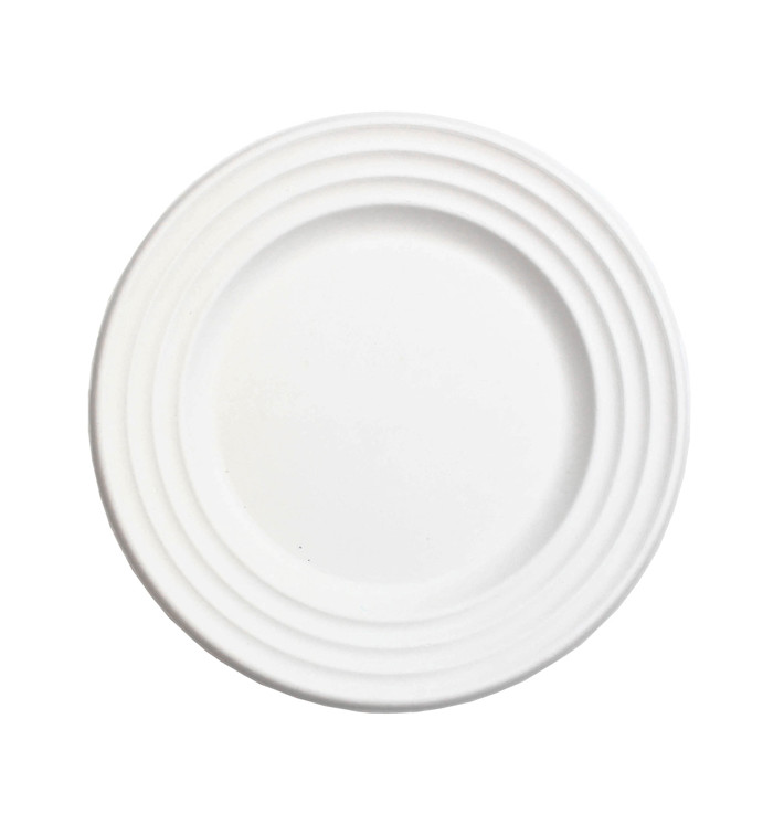 Prato da Cana-de-Açúcar Branco Premium Wave Ø18cm (600 Uds) Prato da Cana-de-Açúcar Branco Premium Wave Ø18cm (600 Uds)