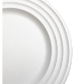Prato da Cana-de-Açúcar Branco Premium Wave Ø23cm (50 Uds)