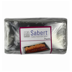 Bandeja Retang. Preto com tampa PET 12x22cm (15 Uds)