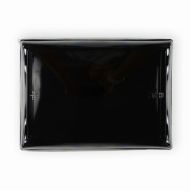 Bandeja Retang. Preto com Tampa PET 16x22cm (15 Uds)