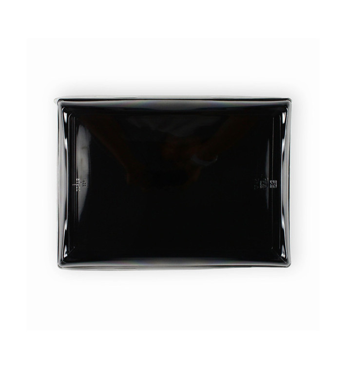 Bandeja Retang. Preto com Tampa PET 16x22cm (15 Uds)
