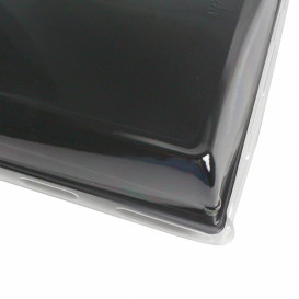 Bandeja Retang. Preto com Tampa PET 16x22cm (15 Uds)