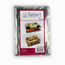 Bandeja Retang. Preto com Tampa PET 16x22cm (15 Uds)
