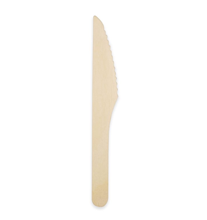 Garfo e faca de madeira descartáveis e compostáveis selo FSC