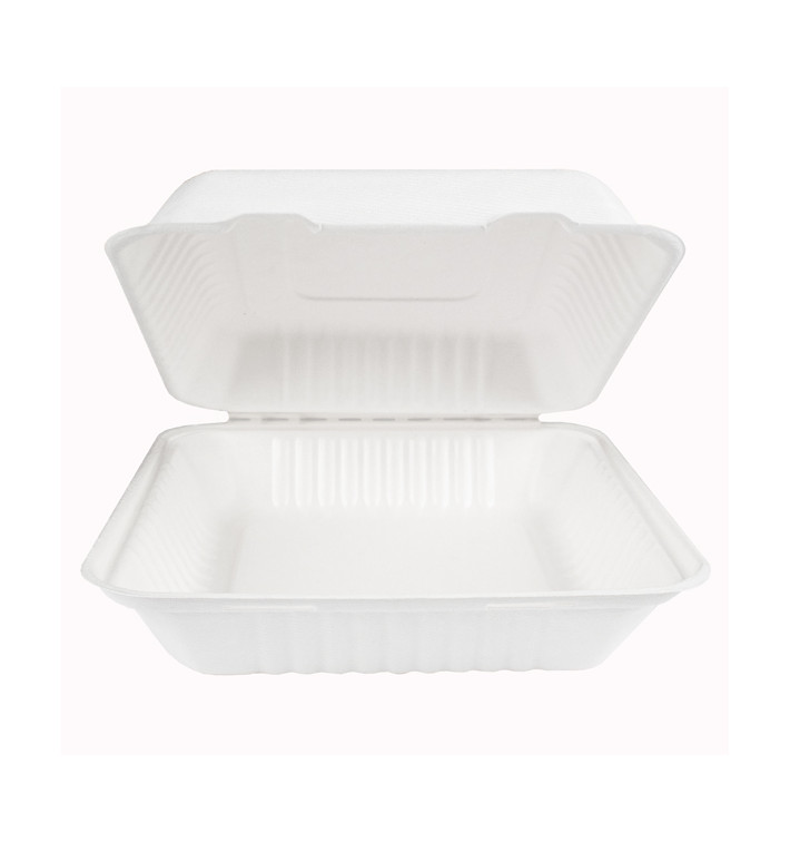 Embalagem Cana-de-açúcar com PLA Branco 23x23x7,5cm (50 Uds) Embalagem Cana-de-açúcar com PLA Branco 23x23x7,5cm (50 Uds)