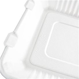 Embalagem Cana-de-açúcar com PLA Branco 3C 23x23x7,5cm (200 Uds)