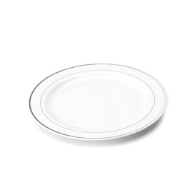 Prato Plástico Rigido Bordo Prata 19cm (20 Uds)