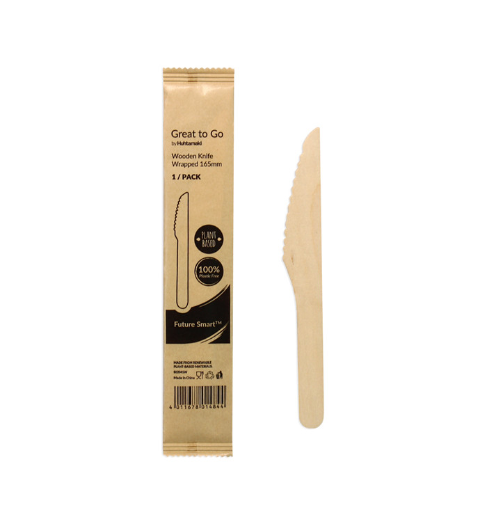 Faca de Madeira Embalada 16,5cm (25 Uds) Faca de Madeira Embalada 16,5cm (25 Uds)