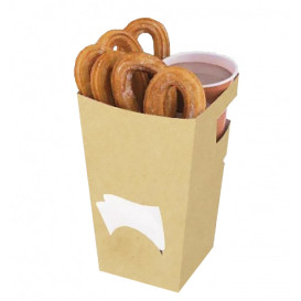 Caixa Cartão para Churros com Chocolate Kraft 78x78x179mm (500 Uds)