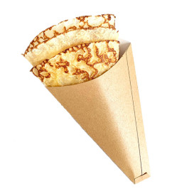 Cone de Carton Kraft "Crêpes" 12x2,5x19cm 300g/m2 (100 Uds)