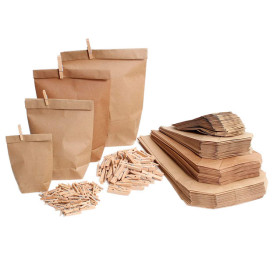 Saco de Papel Cilíndrico com Base Hexagonal Kraft 14x19cm (50 Uds)