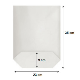 Saco de Papel Cilíndrico com Base Hexagonal Branco 23x35cm (100 Uds)