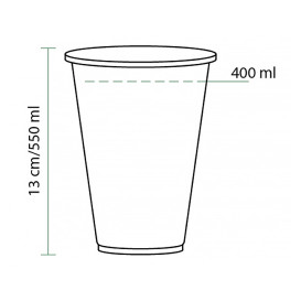 Copo PLA Bio Transparente 550ml Ø9,5cm (70 Uds) 
