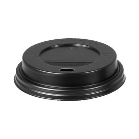 Tampa Perfurada para Copo 7Oz Preto Ø7,2cm (100 Uds)
