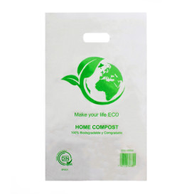 Saco Plastico Asas Vazadas 100% Biodegradável 20x33cm (100 Uds)