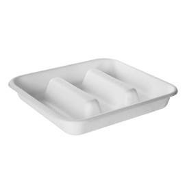 Embalagem para Tacos de Cana de Açúcar Branco 18,5x18,5cm (50 Uds)