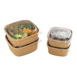 Terrina Quadrada de Cartão Kraft 500ml 13x13x5,6cm (50 Uds)