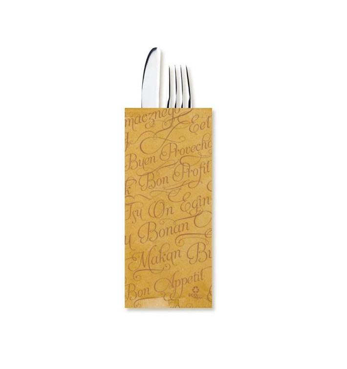 Envelopes de Talheres com Guardanapo "Buen Provecho" Kraft (100 Uds) Envelopes de Talheres com Guardanapo "Buen Provecho" Kraft (100 Uds)