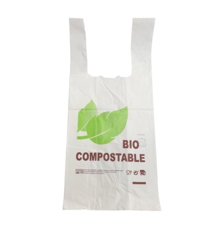 Saco Plastico Alça Biodegradável 100% 35x50cm (100 Uds)