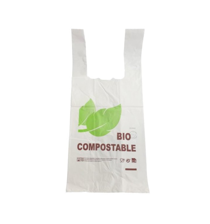 Saco Plastico Alça Biodegradável 100% 35x50cm (100 Uds)