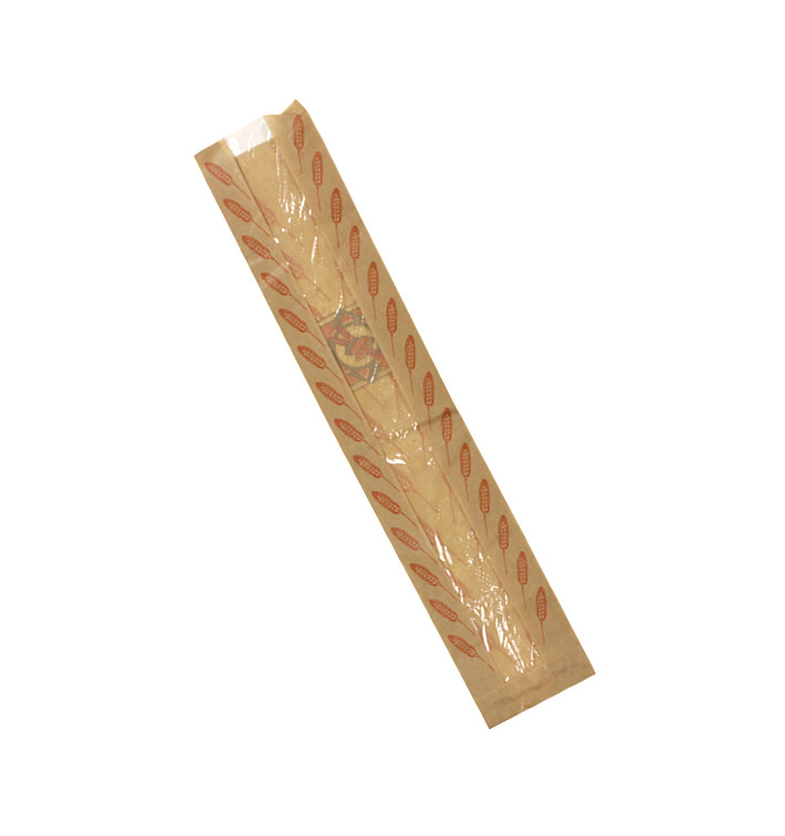 Saco de Papel Kraft Janela "Espigas" 14+7x55cm (1000 Uds) Saco de Papel Kraft Janela "Espigas" 14+7x55cm (1000 Uds)