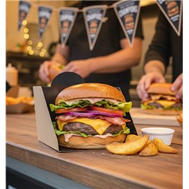 Embalagem Hamburguer Cartão Kraft 10x10x7cm (50 Uds)