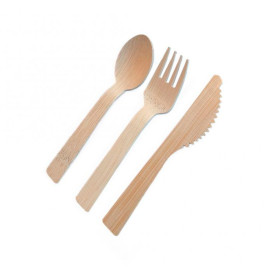 Conjunto de Talheres de Bambu com Guardanapo 3Pcs (50 Sets)