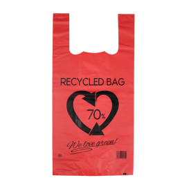 Saco Plastico 70% Reciclado Vermelho 42x53cm 50µm (1.000 Uds)