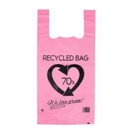 Saco Plastico 70% Reciclado Rosa 42x53cm 50µm (50 Uds)