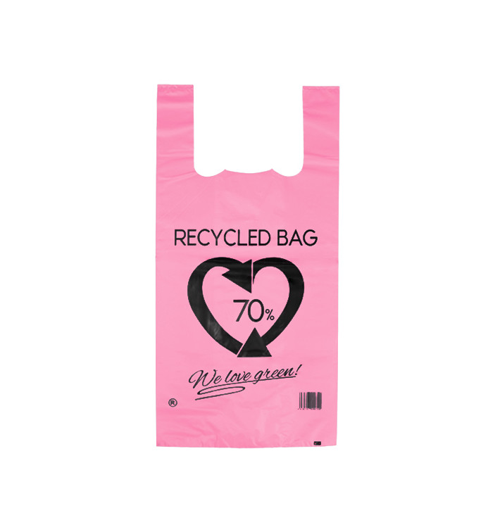 Saco Plastico 70% Reciclado Rosa 42x53cm 50µm (50 Uds)