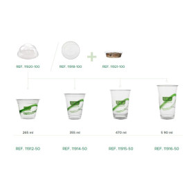 Copo Amido de Milho PLA "Green Stripe" 590ml (1.000 Uds)
