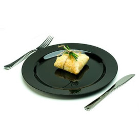 Prato Plastico Rigido Preto 26cm (20 Uds)