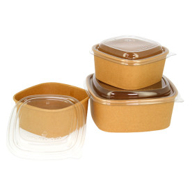 Terrina Quadrada de Cartão Kraft 1000ml 17x17x6,5cm (50 Uds)