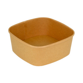 Terrina Quadrada de Cartão Kraft 1000ml 17x17x6,5cm (50 Uds)