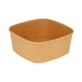 Terrina Quadrada de Cartão Kraft 1000ml 17x17x6,5cm (50 Uds)
