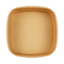 Terrina Quadrada de Cartão Kraft 1000ml 17x17x6,5cm (50 Uds)