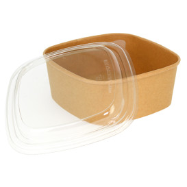 Terrina Quadrada de Cartão Kraft 1000ml 17x17x6,5cm (50 Uds)