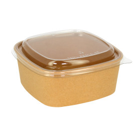 Terrina Quadrada de Cartão Kraft 1000ml 17x17x6,5cm (50 Uds)