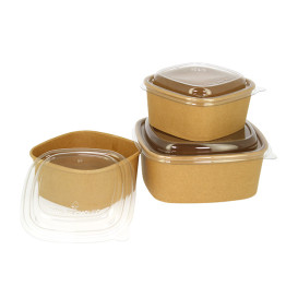 Terrina Quadrada de Cartão Kraft 500ml 13x13x5,6cm (50 Uds)