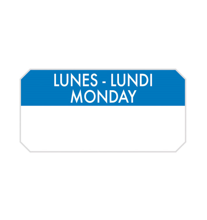 Rolo Adesivo Retangular "Monday" 5x2,5cm (1.000 Uds) Rolo Adesivo Retangular "Monday" 5x2,5cm (1.000 Uds)